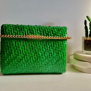 Vintage Handbag - Rodo Emerald Green Woven Clutch